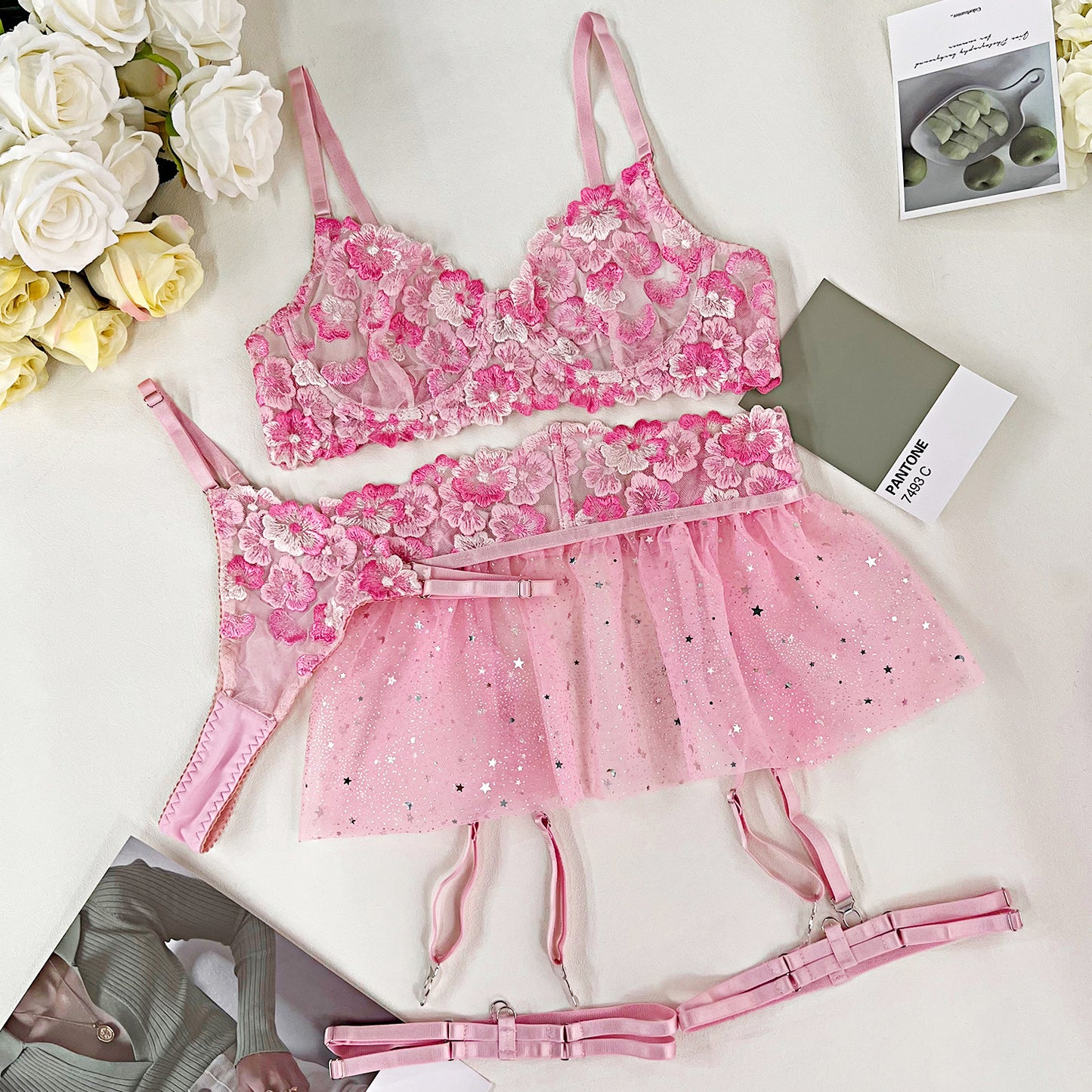 Embroidered sexy lingerie