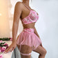 Embroidered flower sexy lingerie set