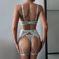 Embroidered flower sexy lingerie set