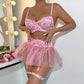 Embroidered flower sexy lingerie set